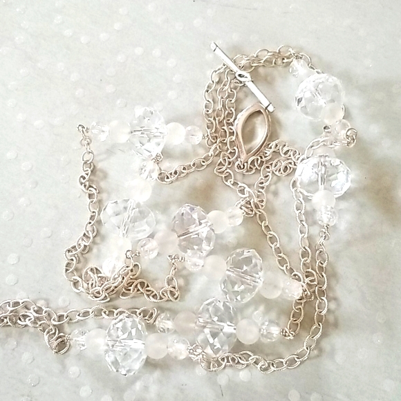 Vintage .925 Sterling Silver Faceted Crystal Long Beaded Necklace - Picture 13 of 16